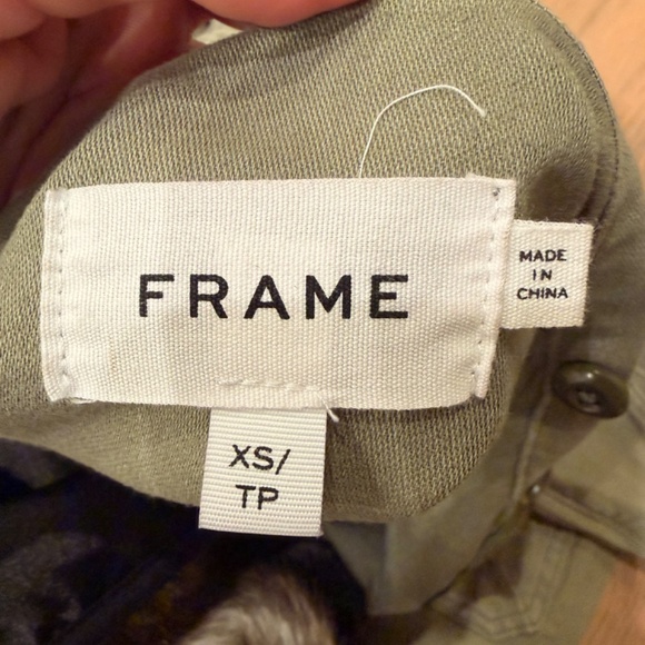 Frame Camo Green Jacket with Faux Fur - Size XS - Like New - Picture 5 of 6